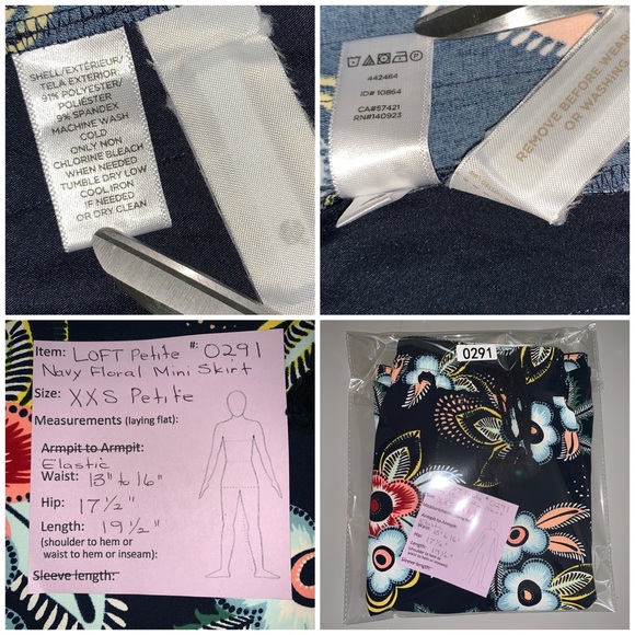 🔥5/$20🔥 “Loft” Navy Floral Mini Skirt Petite XXS NWOT - Picture 3 of 8